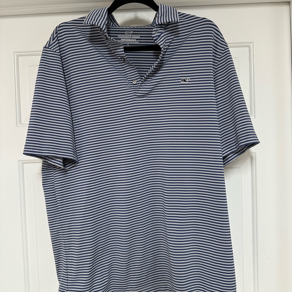 Vineyard Vines Men's Blue Striped Polo Shirt